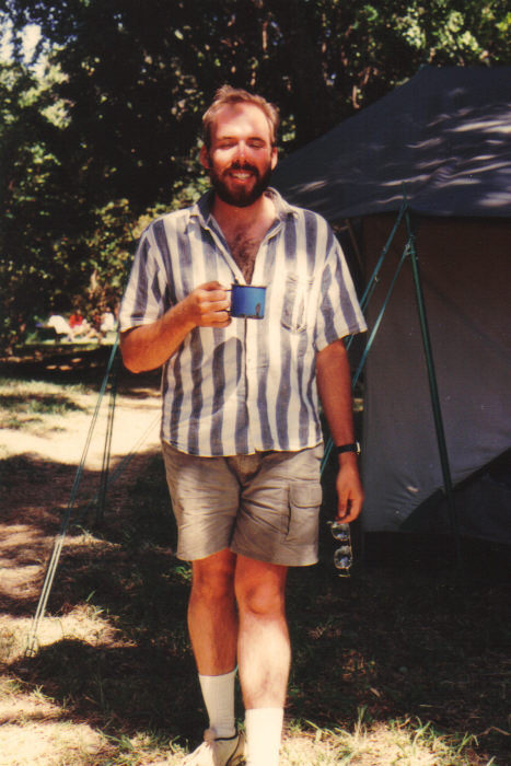 Jeffrey Lee Hatcher at Maasai Mara in 1990 with Explore Mara, Ltd via a semester at St. Lawrence University. 