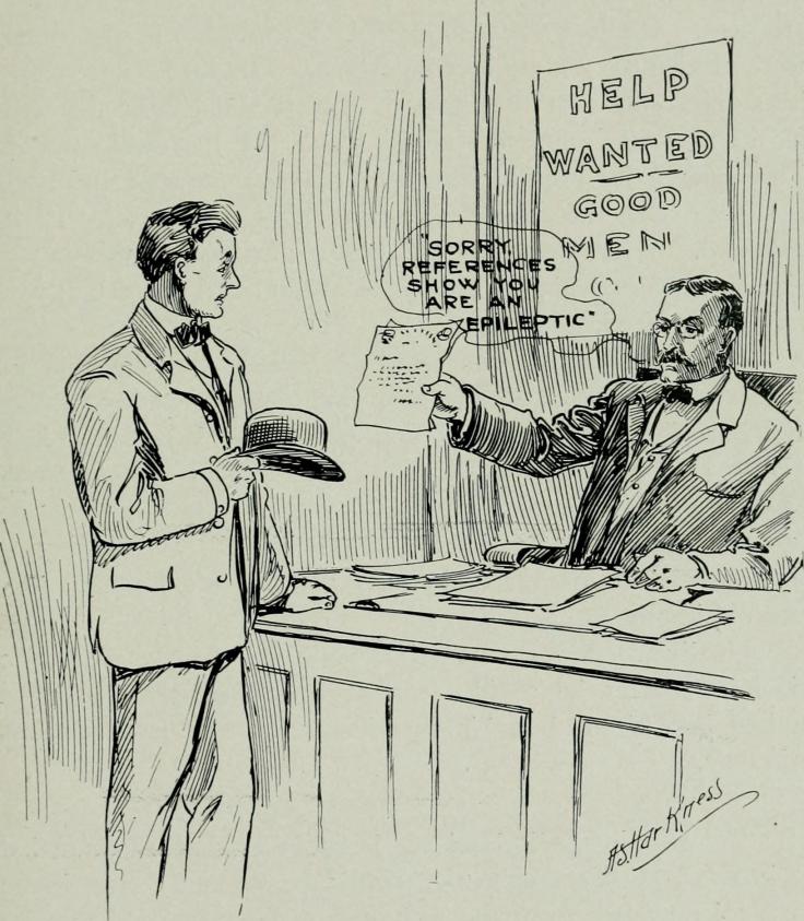 cartoon showing job discrimination against people with epilepsy