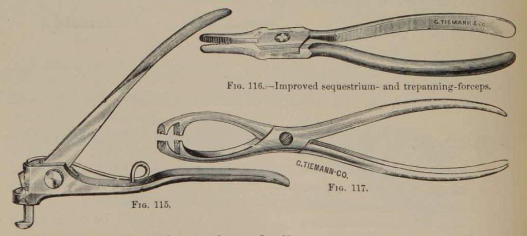 Various surgical forceps. Nineteenth century.