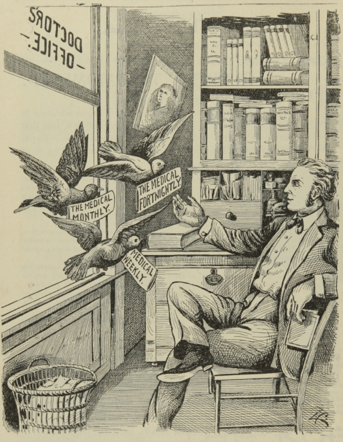 Doctor in office receiving medical journals