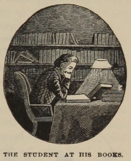 Student reading a book in library