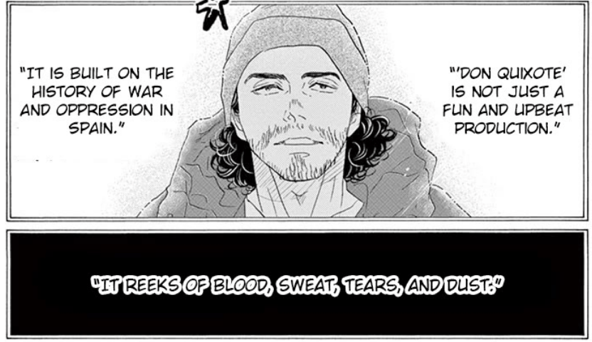 man commenting on the ballet production of Don Quixote